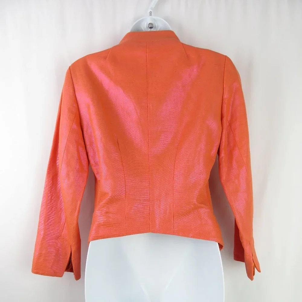 Tracy Reese Shimmer Linen Cotton Jacket Sz 4 - Picture 5 of 5